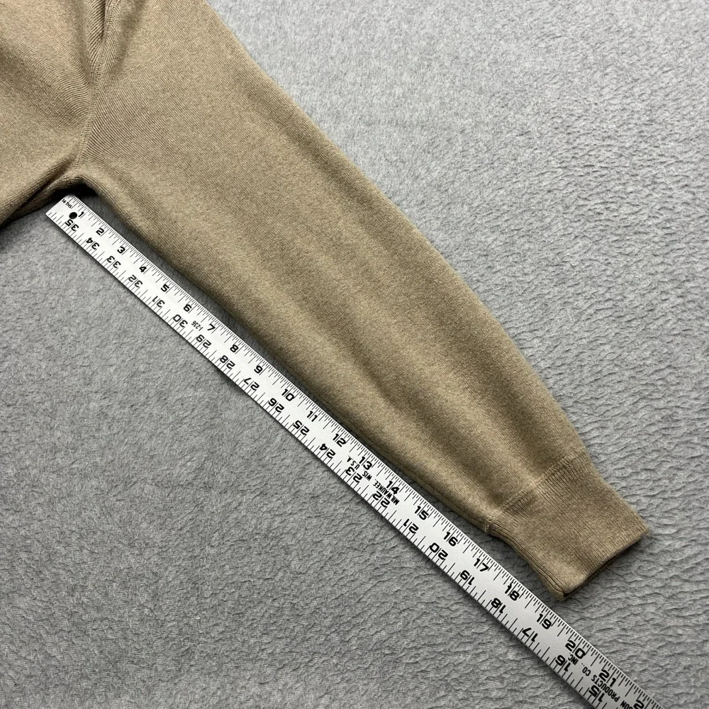 Polo Ralph Lauren Sweater Men Large Tan Cotton Knit Crew Neck V-Notch Pony Logo